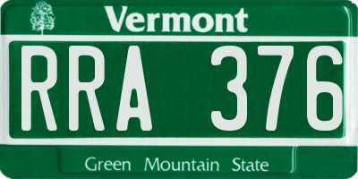 VT license plate RRA376