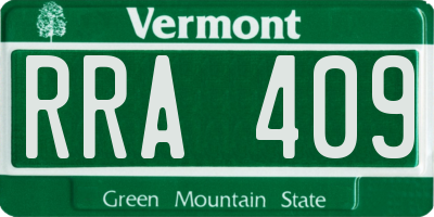 VT license plate RRA409