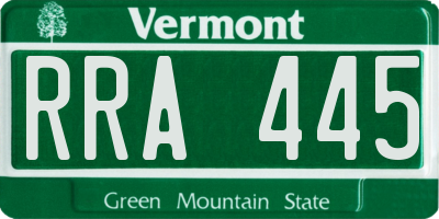 VT license plate RRA445