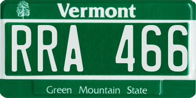 VT license plate RRA466