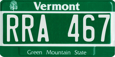 VT license plate RRA467