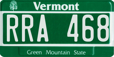 VT license plate RRA468