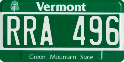 VT license plate RRA496