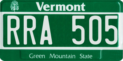 VT license plate RRA505
