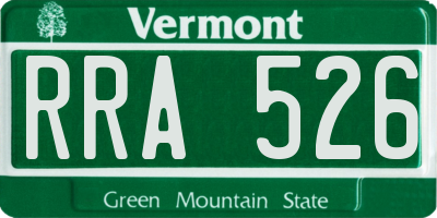 VT license plate RRA526