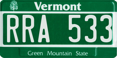 VT license plate RRA533