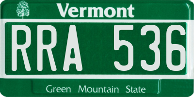 VT license plate RRA536