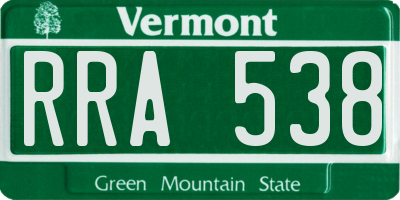 VT license plate RRA538