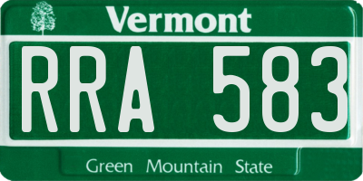 VT license plate RRA583