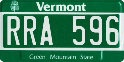 VT license plate RRA596
