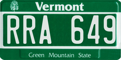 VT license plate RRA649