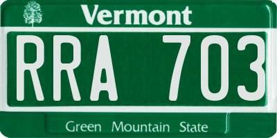 VT license plate RRA703