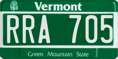 VT license plate RRA705