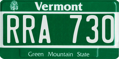 VT license plate RRA730