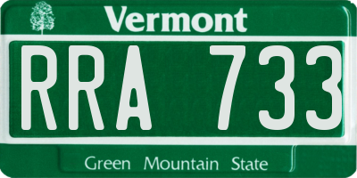 VT license plate RRA733