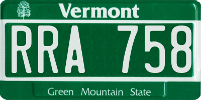 VT license plate RRA758