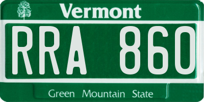VT license plate RRA860