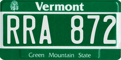 VT license plate RRA872