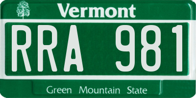 VT license plate RRA981