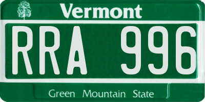 VT license plate RRA996
