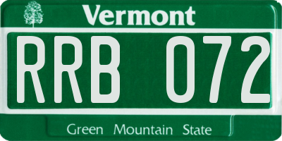 VT license plate RRB072