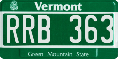 VT license plate RRB363