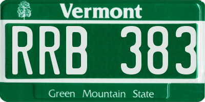 VT license plate RRB383