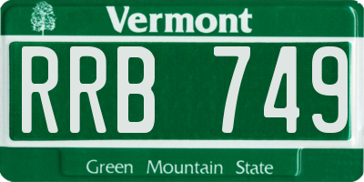 VT license plate RRB749