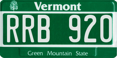 VT license plate RRB920