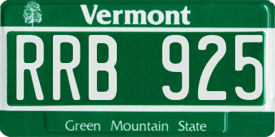 VT license plate RRB925