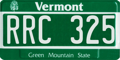 VT license plate RRC325