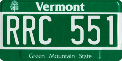 VT license plate RRC551