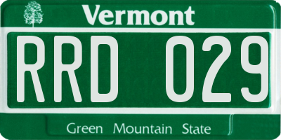 VT license plate RRD029