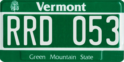 VT license plate RRD053