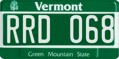 VT license plate RRD068