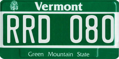 VT license plate RRD080