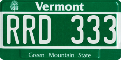 VT license plate RRD333