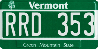 VT license plate RRD353