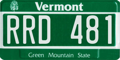VT license plate RRD481