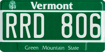 VT license plate RRD806