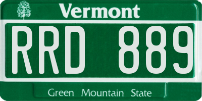 VT license plate RRD889