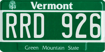 VT license plate RRD926