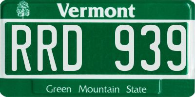 VT license plate RRD939
