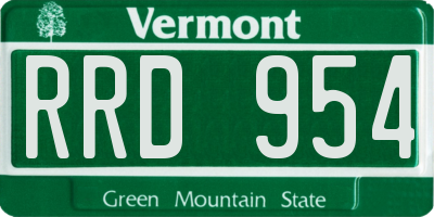 VT license plate RRD954