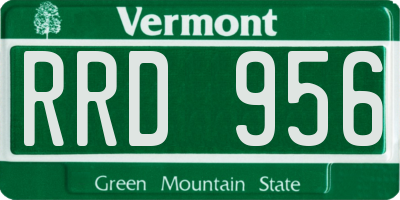 VT license plate RRD956