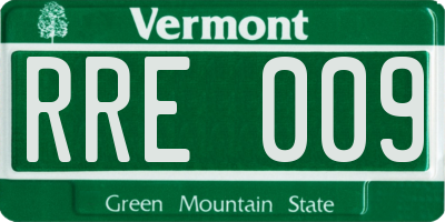 VT license plate RRE009