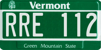 VT license plate RRE112