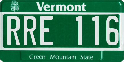 VT license plate RRE116