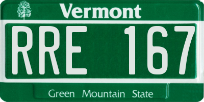 VT license plate RRE167