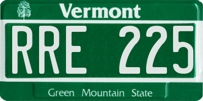 VT license plate RRE225
